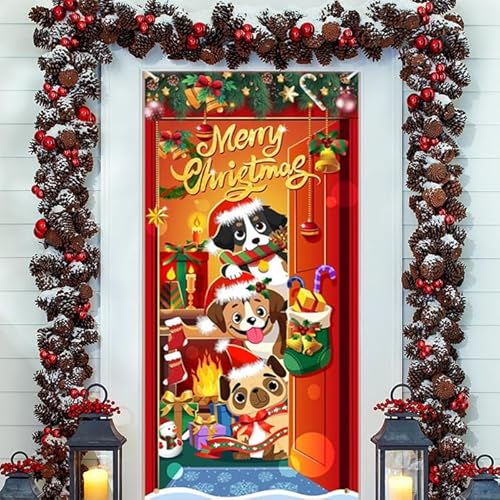 DPKOW Hund Weihnachtsbanner aus Stoff, Weihnachts Türbanner für Weihnachten Dekorationen Haustür, Hund Weihnachten Türabdeckung, Hund Weihnachten Hintergrundbanner Deko, 185 x 90 cm DPKOW Hund Weihnachtsbanner aus Stoff, Weihnachts Türbanner für Weihnachten Dekorationen Haustür, Hund Weihnachten Türabdeckung, Hund Weihnachten Hintergrundbanner Deko, 185 x 90 cm von DPKOW