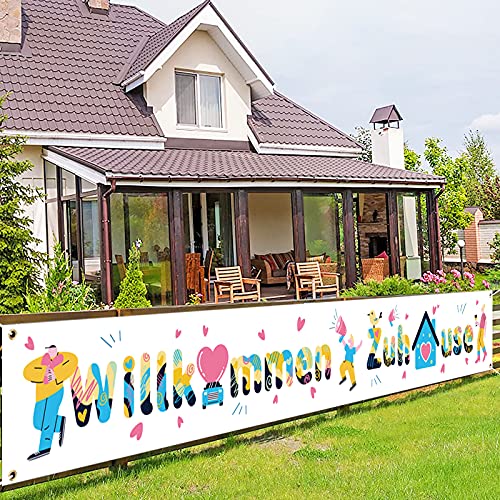 DPKOW Willkommen Zuhause Deko für Familie Party, Willkommen Zuhause Banner Girlande für Baby Ehefrau Familie Welcome Home Deko, Stoff Banner Familienfeiern Deko für Wand Garten Tisch, 270 * 35cm von DPKOW