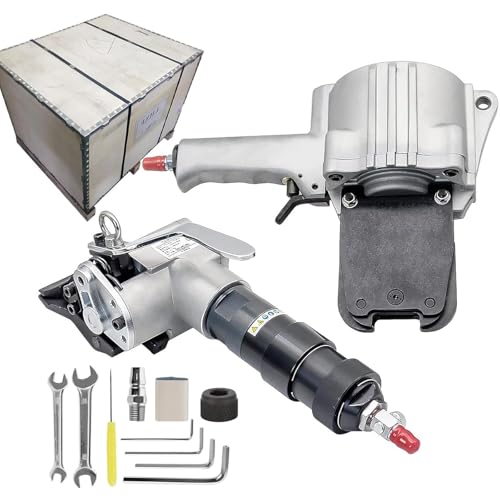 DPQYJPP Pneumatische Metall-Stahl-Umreifungsmaschine, tragbares Split-Banding-Tool-Kit, 3-in-1-Spanner-Schneider-Versiegeler, Bündel-Verpackungsmaschine für Metallbänder 19mm von DPQYJPP