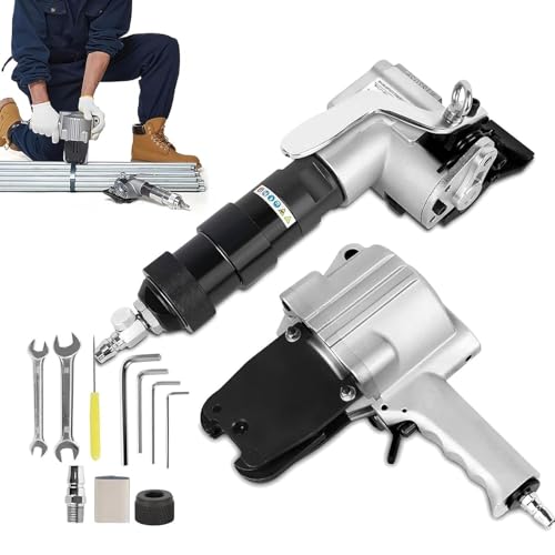 DPQYJPP Pneumatische Stahl-Umreifungsmaschine, Spanner und Schneide-/Versiegelungsgerät für Metall-Umreifungsgeräte, pneumatische Verpackungsmaschine für 19mm/25mm/32mm breite Metallbänder 25mm von DPQYJPP