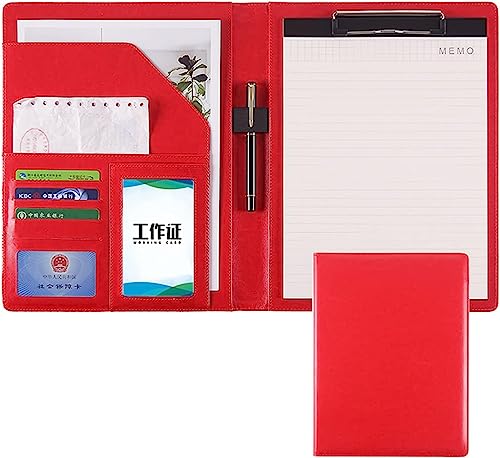 Business-Ordner-Organizer, Klemmbrett im A4-Format, Visitenkartenhalter aus Hartfaserplatte, Dokumentenhülle (blau)(Rood) von DPSQQ