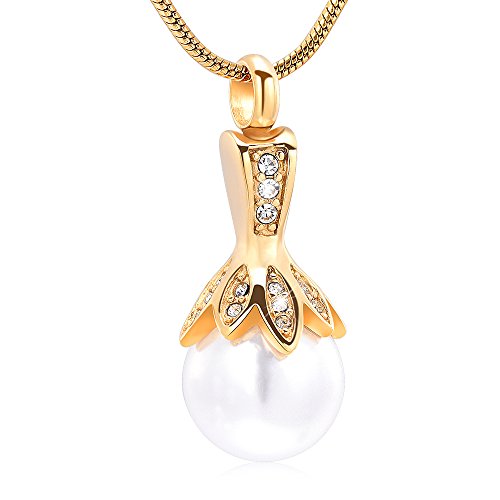 Halskette, Mädchen-Accessoires, Kremationsschmuck for Asche, Perlen-Urnen-Halskette, Schmuck, Aschehalter for Frauen, Asche-Andenken, Geburtstagsgeschenk(Gold) von DPSQQ