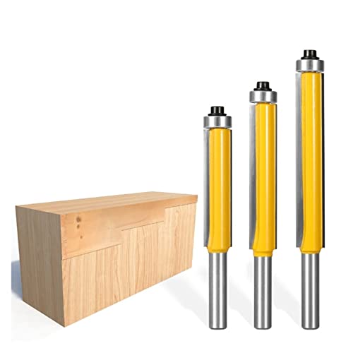 Hartmetallfräser* Fräser, Schneidwerkzeug, 3-teiliges Bündigfräser-Set, 8-mm-Schaft, Bündigfräser mit oberem Lager, langer Caibide-Fräser, Holzbearbeitungsfräser Hartmetallfräser* Fräser, Schneidwerkzeug, 3-teiliges Bündigfräser-Set, 8-mm-Schaft, Bündigfräser mit oberem Lager, langer Caibide-Fräser, Holzbearbeitungsfräser von DPSQQ