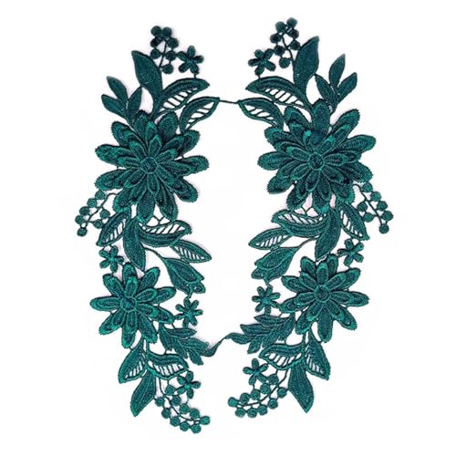 Spitzenapplikationen, 3D-Stickerei-Spitzenapplikation for Hochzeitskleid-Dekoration, DIY-Kleidung, Nähzubehör (blau)(Dark Green) von DPSQQ