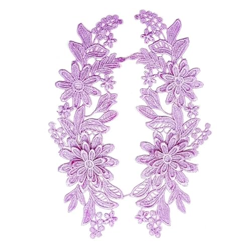 Spitzenapplikationen, 3D-Stickerei-Spitzenapplikation for Hochzeitskleid-Dekoration, DIY-Kleidung, Nähzubehör (blau)(Light Purple) von DPSQQ