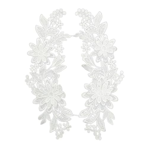 Spitzenapplikationen, 3D-Stickerei-Spitzenapplikation for Hochzeitskleid-Dekoration, DIY-Kleidung, Nähzubehör (blau)(White) von DPSQQ