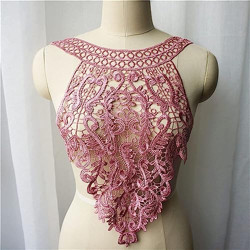 Spitzenapplikationen, Kragen aus floralem Stoff, bestickte Applikationen for Brautkleider, böhmischer Stil, Aufnäher for Kleider, DIY-Dekoration (Blau)(Roze) von DPSQQ