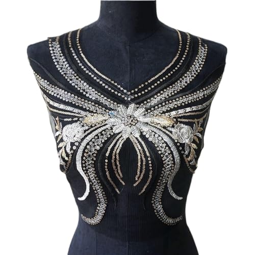 Spitzenapplikationen, Paillettenquaste, schwarzer Spitzenstoff, Blumenkragen, bestickte Kleiderapplikationen, Aufnäher for Hochzeitsdekoration, Kleid, DIY Spitzenapplikationen, Paillettenquaste, schwarzer Spitzenstoff, Blumenkragen, bestickte Kleiderapplikationen, Aufnäher for Hochzeitsdekoration, Kleid, DIY von DPSQQ