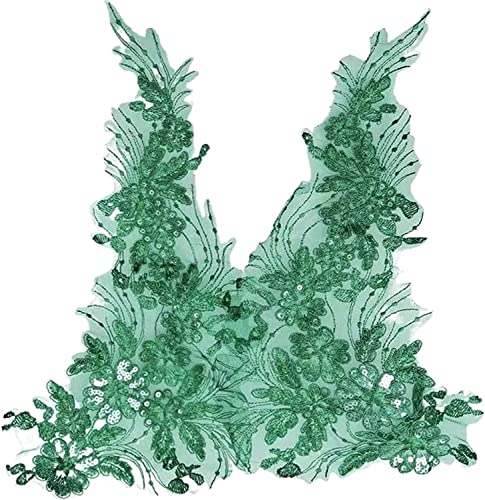 Spitzenapplikationen, Stickerei-Blumenflecken, Pailletten, handgefertigt, DIY-Applikation, Hochzeitskleid, Kleidungszubehör, Spitzenflecken (rot)(Grün) von DPSQQ