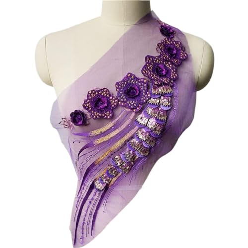 Spitzenapplikationen, lila Blumenspitze, Stoff mit Pailletten, Quaste, bestickt, Kleidapplikationen, Kragen, Netz, Aufnäher for Hochzeitsdekoration, Kleid, DIY Spitzenapplikationen, lila Blumenspitze, Stoff mit Pailletten, Quaste, bestickt, Kleidapplikationen, Kragen, Netz, Aufnäher for Hochzeitsdekoration, Kleid, DIY von DPSQQ