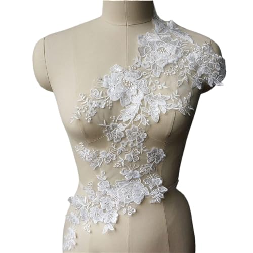 Spitzenapplikationen, weiße Hochzeitskleid-Applikationen, Spitzenstoff, Blumen-Paillettenkragen, Netzstoff, bestickt, for Aufnähen, for Dekoration, Kleid, DIY Spitzenapplikationen, weiße Hochzeitskleid-Applikationen, Spitzenstoff, Blumen-Paillettenkragen, Netzstoff, bestickt, for Aufnähen, for Dekoration, Kleid, DIY von DPSQQ