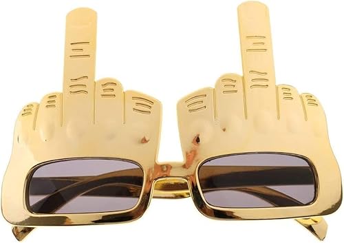 DPWOUM Goldene knifflige Mittelfinger-Sonnenbrille, kreative Mittelfinger-Handform, Finger, albern, lustige Party-Sonnenbrille, Party-Sonnenbrille, Glamour-Sonnenbrille und Brillen von DPWOUM