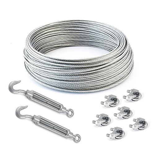 25m DRAHTSEIL SET 10mm 6x37+FC + 6 x SEILKLEMMEN 10mm DIN 741 + 2 x SPANNSCHLOSS M10 HAKEN - ÖSE verzinkt Stahlseil Forstseil Windenseil Seil Draht Stahl Drahtseilklemmen Drahtseil Drahtseilklemme Klemme Anschlagseil Spannschlösser Spannschloß Seilspanner Spanner von DQ-PP