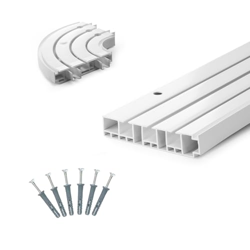 DQ-PP GARDINENSCHIENEN und Rundbogen Set | 150cm | PVC | 3-läufig | Weiss | inkl. Befestigungsmaterial | 1,5m | Gardinen Schiene Vorhangschienen DQ-PP GARDINENSCHIENEN und Rundbogen Set | 150cm | PVC | 3-läufig | Weiss | inkl. Befestigungsmaterial | 1,5m | Gardinen Schiene Vorhangschienen von DQ-PP