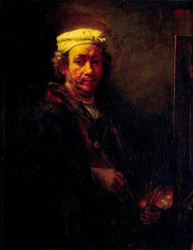 DQCJIYIGL Berühmte Gemälde Leinwanddruck Kunst Wandmalereien Kunstwerk Selbstporträt vor der Staffelei von Rembrandt Van Rijn Poster Bilder für Wohnzimmerdekoration 60x90cm von DQCJIYIGL