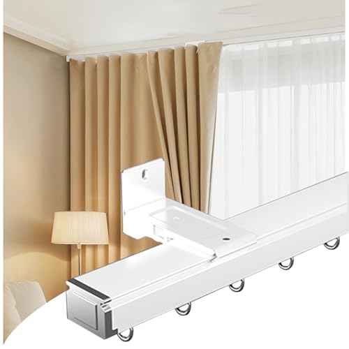 Aluminium Vorhangschienen, Wandmontage/Deckenmontage Ed Vorhangschienen Set, Raumteiler-Glatte Und Leise Gardinenschiene Für Wohnzimmer Schlafzimmer Mit Umlenkrollen(Size:1.10M,Color:Wandmontage) von DQRMVV