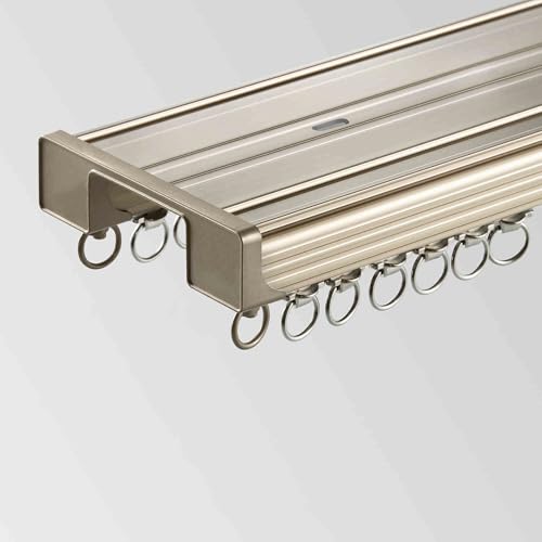 Hochleistungs-Doppelschienen-Gardinenschiene Mit Geräuscharmen Umlenkrollen, Verdickte Gerade Deckenmontage Führungsschiene, Aluminium Vorhangschiene Für Wohnzimmer Schlaf(Size:4.60M,Color:Champagner) Hochleistungs-Doppelschienen-Gardinenschiene Mit Geräuscharmen Umlenkrollen, Verdickte Gerade Deckenmontage Führungsschiene, Aluminium Vorhangschiene Für Wohnzimmer Schlaf(Size:4.60M,Color:Champagner) von DQRMVV