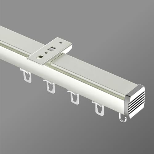 Vorhangschiene Aus Verdickter Aluminiumlegierung Mit Gelagerten Rädern, Geräuschlose Gleitschiene Für Decken-/Wandmontage, Einzelne Gardinenschiene Für Woh(Size:4.50M,Color:Weiß – Deckenmontage) von DQRMVV