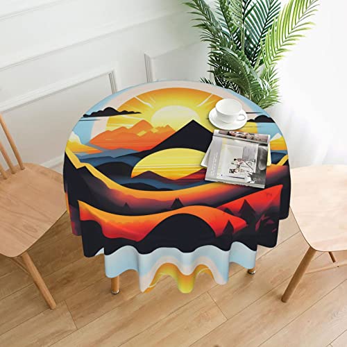 DQXYCTXC Sunrise Mountain Tischdecke, 152,4 cm, wasserdicht und öldicht, leicht zu reinigen, geeignet für Restaurants und Familientreffen. von DQXYCTXC