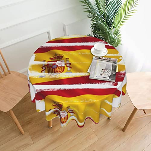 DQXYCTXC Tischdecke mit Spanien-Flagge, 152,4 cm, wasserdicht und öldicht, leicht zu reinigen, geeignet für Restaurants und Familientreffen. von DQXYCTXC