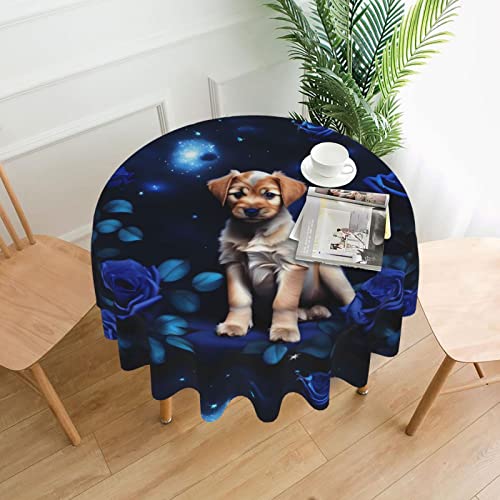 DQXYCTXC Tischdecke mit blauem Rosenmotiv, 152,4 cm, wasserdicht und öldicht, leicht zu reinigen, geeignet für Restaurants und Familientreffen. DQXYCTXC Tischdecke mit blauem Rosenmotiv, 152,4 cm, wasserdicht und öldicht, leicht zu reinigen, geeignet für Restaurants und Familientreffen. von DQXYCTXC