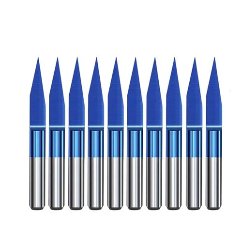 CNC-Schnitzung Router V-Bit, 3,175 mm Schaft Hartmetall CNC Router Bits Gravur Fräsen Set Mehrere Größen(10pcs 30Dx0.1) von DQZRTUECA