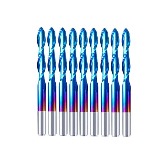 CNC-Schnitzung Router V-Bit, 3,175 mm Schaft Hartmetall CNC Router Bits Gravur Fräsen Set Mehrere Größen(10pcs ball nose) von DQZRTUECA
