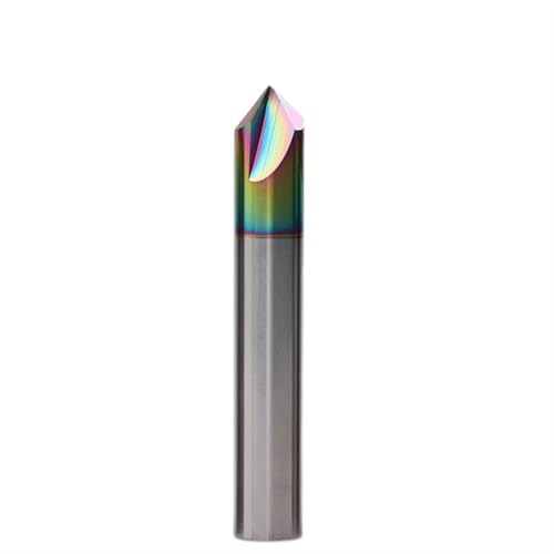 CNC-Schnitzung Router V-Bit, CNC-Hartmetall-Fasenfräser, 6 mm/8 mm Schaft, 60/90/120 Grad, 3 Schneiden, Hrc55/60/65, mehrfarbig(Hrc55 Color Coating-12x75,120 Degree) von DQZRTUECA