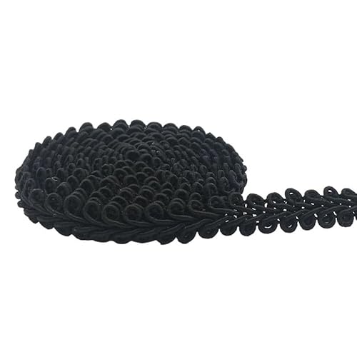 Crochet Cotton Lace Trimming, 5 m 8 mm Polyester geflochtenes Spitzenband for Nähen, Basteln, Kleidung, Zuhause, Party, Dekoration, mehrfarbig(Black) von DQZRTUECA