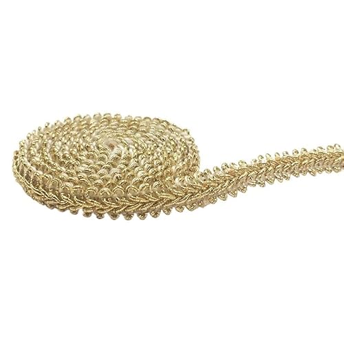 Crochet Cotton Lace Trimming, 5 m 8 mm Polyester geflochtenes Spitzenband for Nähen, Basteln, Kleidung, Zuhause, Party, Dekoration, mehrfarbig(Dark Gold) von DQZRTUECA