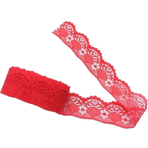 Crochet Cotton Lace Trimming, Spitzenband, 4 cm breit, mehrfarbig, 9,1 m(Red Lace) von DQZRTUECA