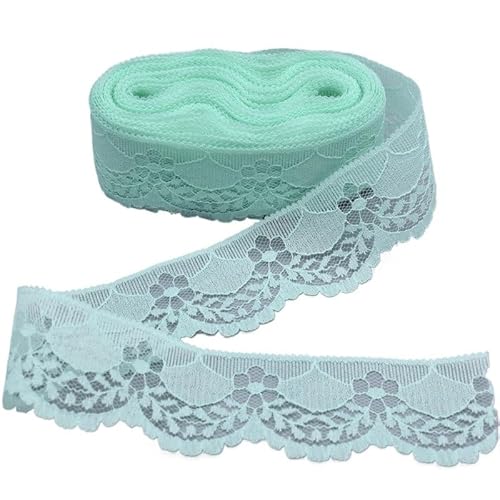 Crochet Cotton Lace Trimming, Spitzenband for Selbermachen, Nähen, Basteln, 40 mm breit, mehrfarbig, Packung mit 5 oder 10 Yards(Aqua Green,10 yards) von DQZRTUECA