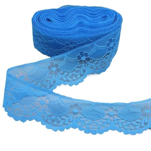 Crochet Cotton Lace Trimming, Spitzenband for Selbermachen, Nähen, Basteln, 40 mm breit, mehrfarbig, Packung mit 5 oder 10 Yards(Blue,5 yards) von DQZRTUECA
