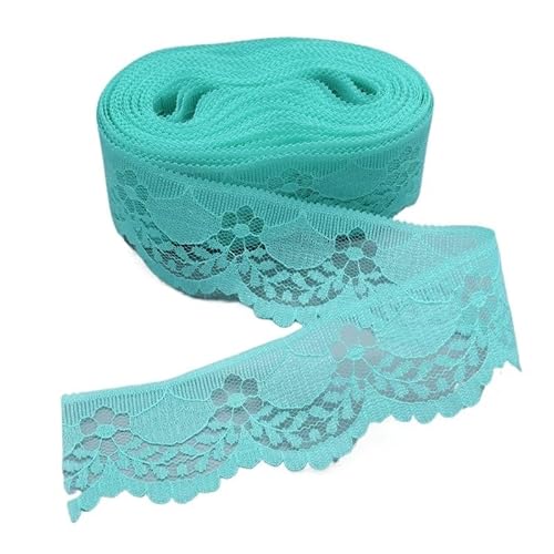 Crochet Cotton Lace Trimming, Spitzenband for Selbermachen, Nähen, Basteln, 40 mm breit, mehrfarbig, Packung mit 5 oder 10 Yards(Green,10 yards) von DQZRTUECA