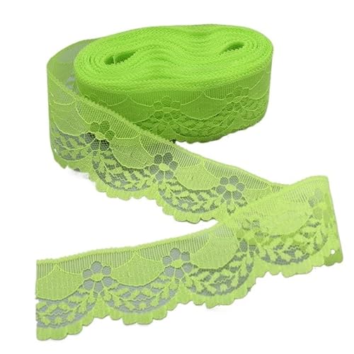 Crochet Cotton Lace Trimming, Spitzenband for Selbermachen, Nähen, Basteln, 40 mm breit, mehrfarbig, Packung mit 5 oder 10 Yards(Olive Green,5 yards) von DQZRTUECA