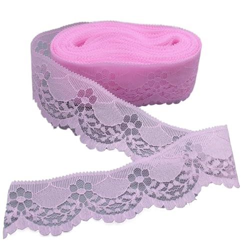 Crochet Cotton Lace Trimming, Spitzenband for Selbermachen, Nähen, Basteln, 40 mm breit, mehrfarbig, Packung mit 5 oder 10 Yards(Pink,5 yards) von DQZRTUECA
