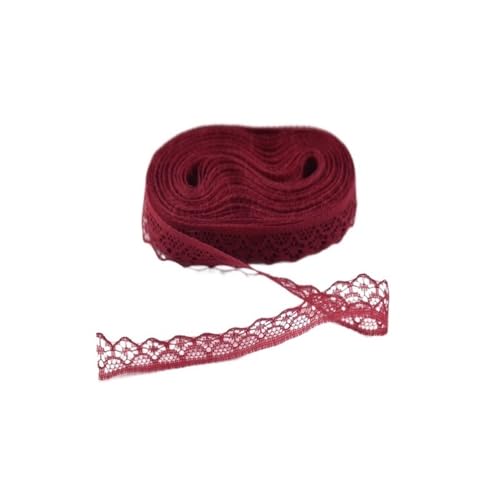 DQZRTUECA 14 mm Polyester-Spitzenband, 9,1 m, mehrfarbig, 4 Stück(Wine Red) von DQZRTUECA