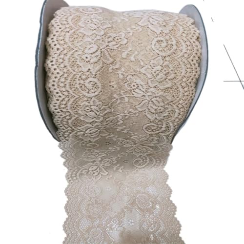 DQZRTUECA 4 Stück elastisches Spitzenband, Blumenmuster, 15 cm breit, mehrfarbig, 1 Yard(Apricot) von DQZRTUECA