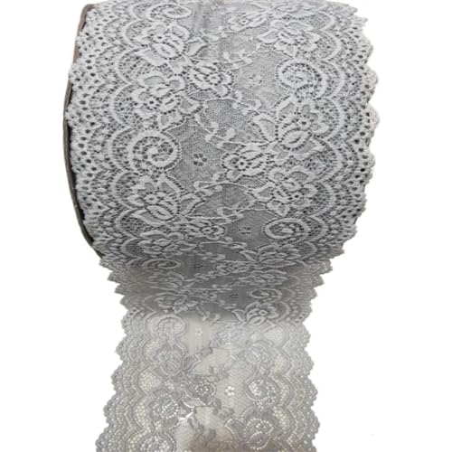 DQZRTUECA 4 Stück elastisches Spitzenband, Blumenmuster, 15 cm breit, mehrfarbig, 1 Yard(Grey) von DQZRTUECA
