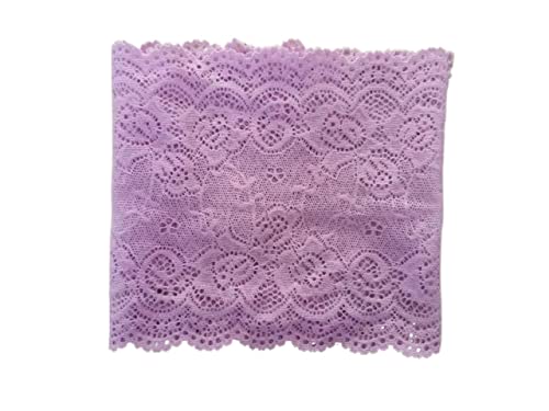 DQZRTUECA 4 Stück elastisches Spitzenband, Blumenmuster, 15 cm breit, mehrfarbig, 1 Yard(Light Purple) von DQZRTUECA