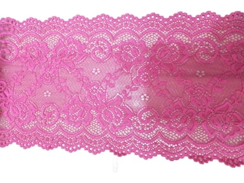 DQZRTUECA 4 Stück elastisches Spitzenband, Blumenmuster, 15 cm breit, mehrfarbig, 1 Yard(Shallow Mei Red) von DQZRTUECA