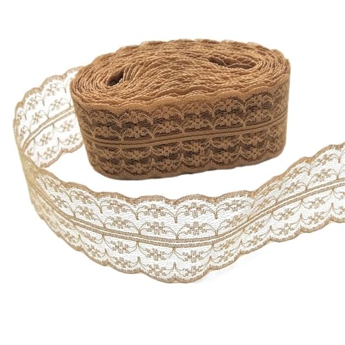 DQZRTUECA 4er-Pack Spitzenbänder, 9,1 m, 45 mm Breite, mehrfarbig(Light Coffee) von DQZRTUECA