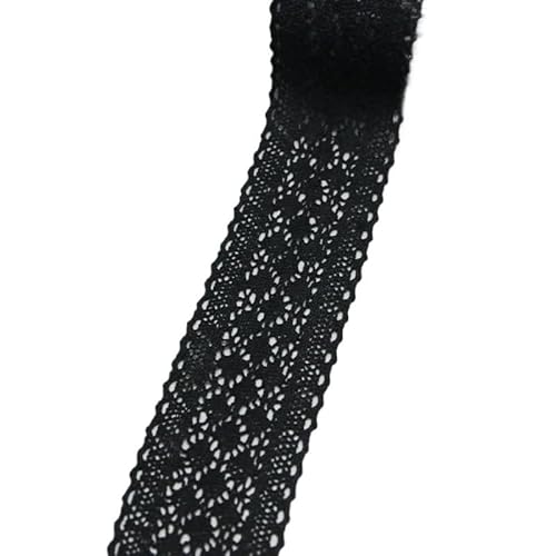 DQZRTUECA 50 mm Seidennetz-Spitzenband, mehrfarbig, groß, 5 Meter(Black) von DQZRTUECA