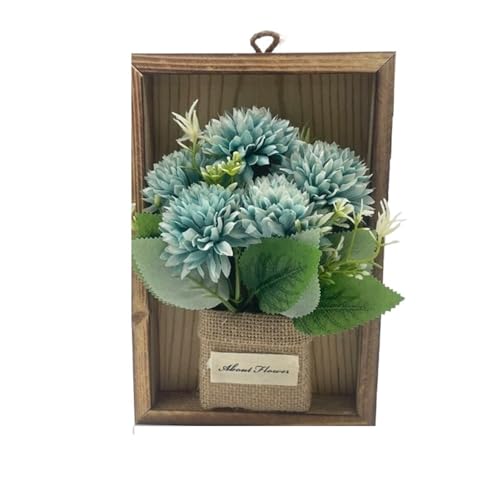 DQZRTUECA Bilderrahmen mit künstlicher Blume und Pflanze, Holz/Kunststoff, 15,5 x 7,5 x 23 cm, Mehrfarbig, for Aufhängen an der Wand(9) von DQZRTUECA