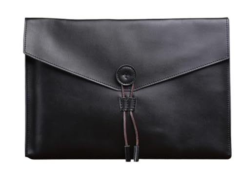 DQZRTUECA Dokumentenhalter aus PU-Leder, A4-Datei-Organizer, Business-Aktentasche, mehrfarbig, 34 x 24 x 2,5 cm(Black) von DQZRTUECA