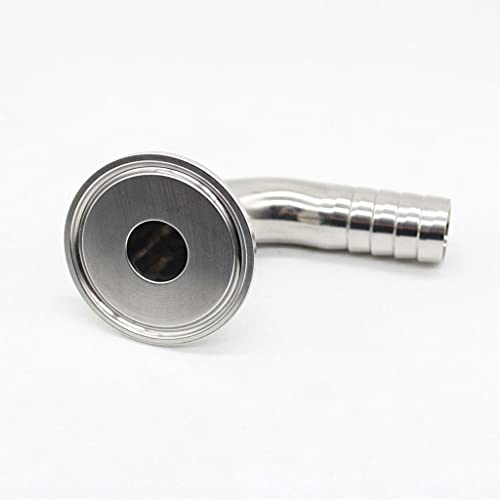 DQZRTUECA Edelstahl-Rohr-AD-Bogen, 1 Stück 19/25/32/38/51 mm Außendurchmesser Widerhaken-Rohrbogenverschraubung, 1,5/2 Zoll Tri-Clamp 50,5-64 mm Zwinge 90-Grad-Winkel(38mmx Ferrule 50.5) von DQZRTUECA