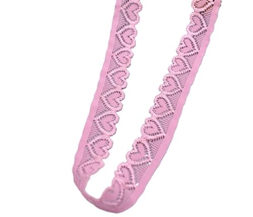 DQZRTUECA Elastisches Spitzenband, 18 mm breit, herzförmig, mehrfarbig, 4,5 oder 9 Meter(Pink,5 Yards) von DQZRTUECA