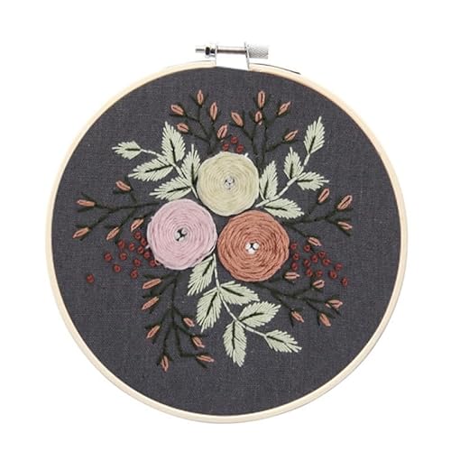 DQZRTUECA Hand Stickerei Kit, Stickerei-Starter-Kit mit Muster gestempelt Kreuzstich Set Blumen Pflanze Multicolor(A13) von DQZRTUECA