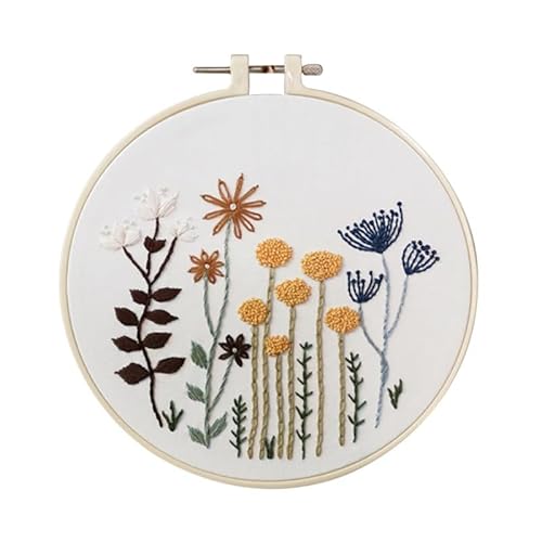 DQZRTUECA Hand Stickerei Kit, Stickerei-Starter-Kit mit Muster gestempelt Kreuzstich Set Blumen Pflanze Multicolor(A3) von DQZRTUECA