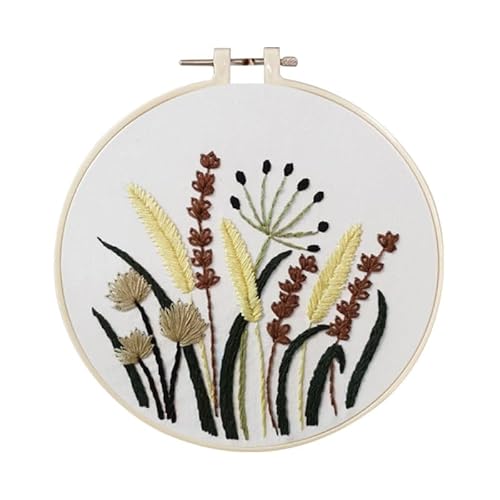 DQZRTUECA Hand Stickerei Kit, Stickerei-Starter-Kit mit Muster gestempelt Kreuzstich Set Blumen Pflanze Multicolor(A4) von DQZRTUECA